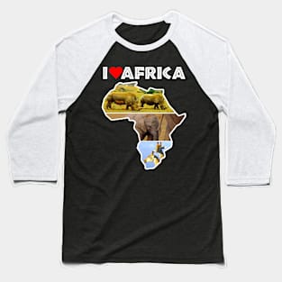 I Love Africa Wildlife Collage Map Baseball T-Shirt